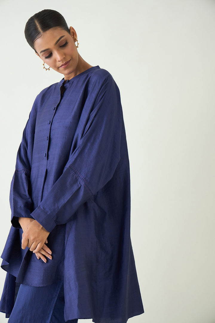 Ira: Silk Kimono Tunic set - Purple