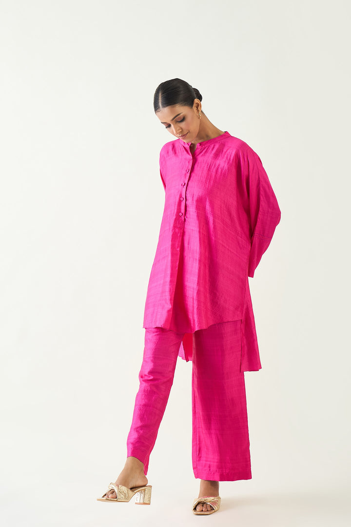 Silk Flare Pants - Hot Pink