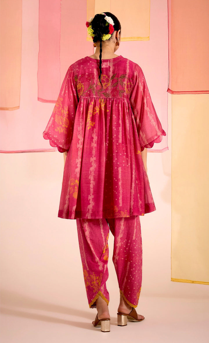SAMAHAR: Blush Pink Side Gather Tunic