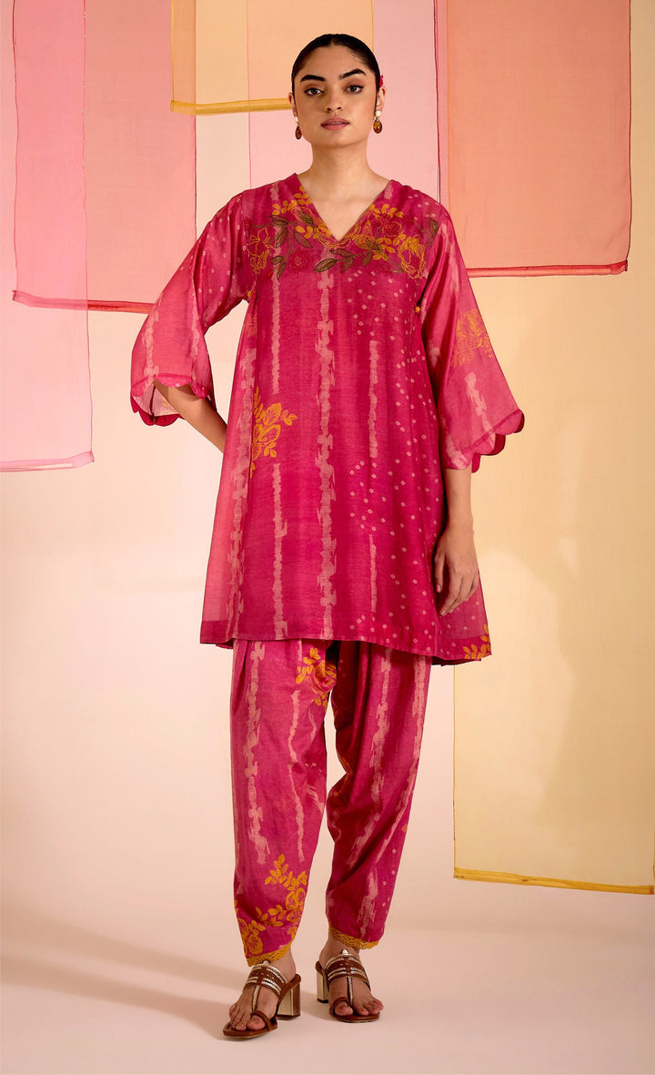 SAMAHAR: Blush Pink Side Gather Tunic
