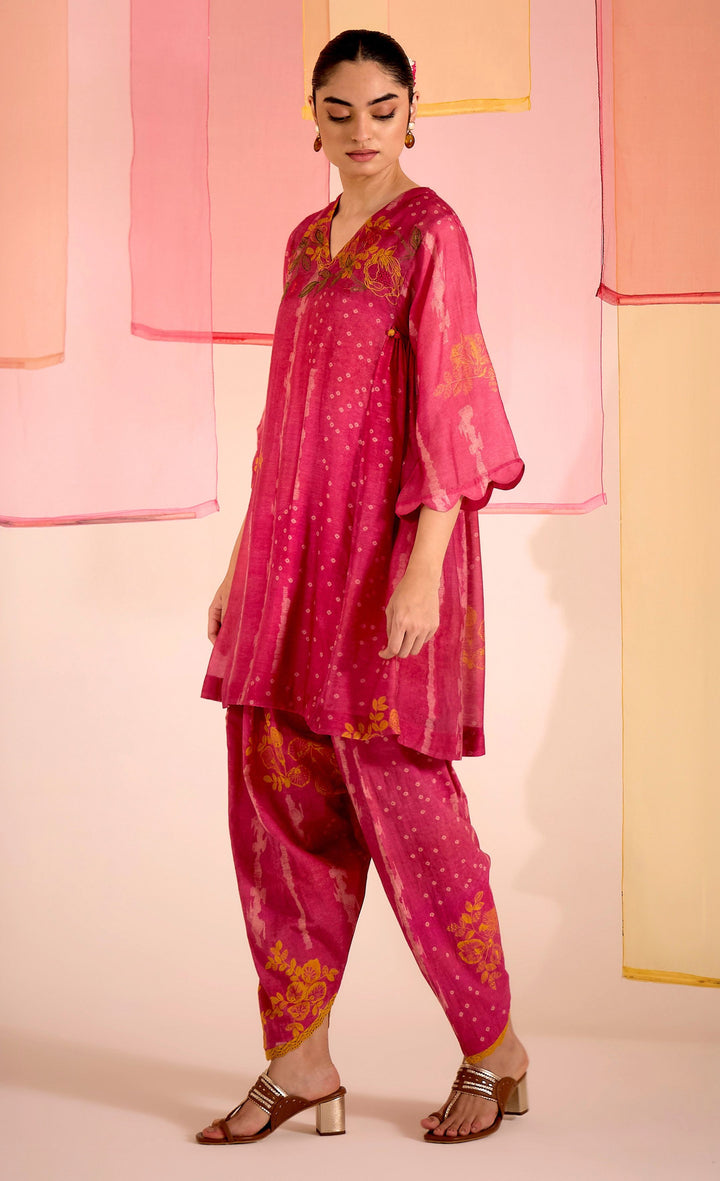 SAMAHAR: Blush Pink Side Gather Tunic