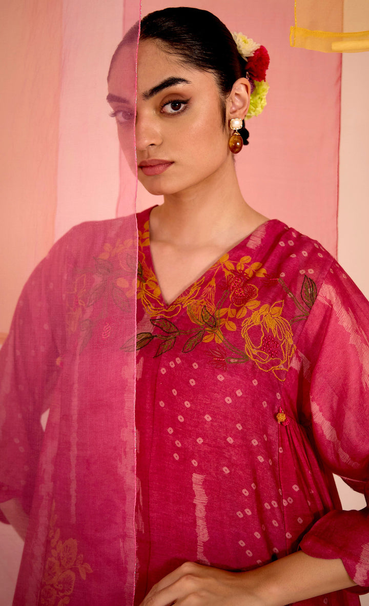 SAMAHAR: Blush Pink Side Gather Tunic