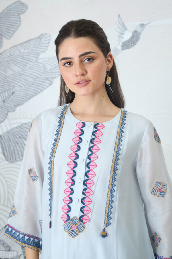 POWDER BLUE EMBROIDERY KURTA SET