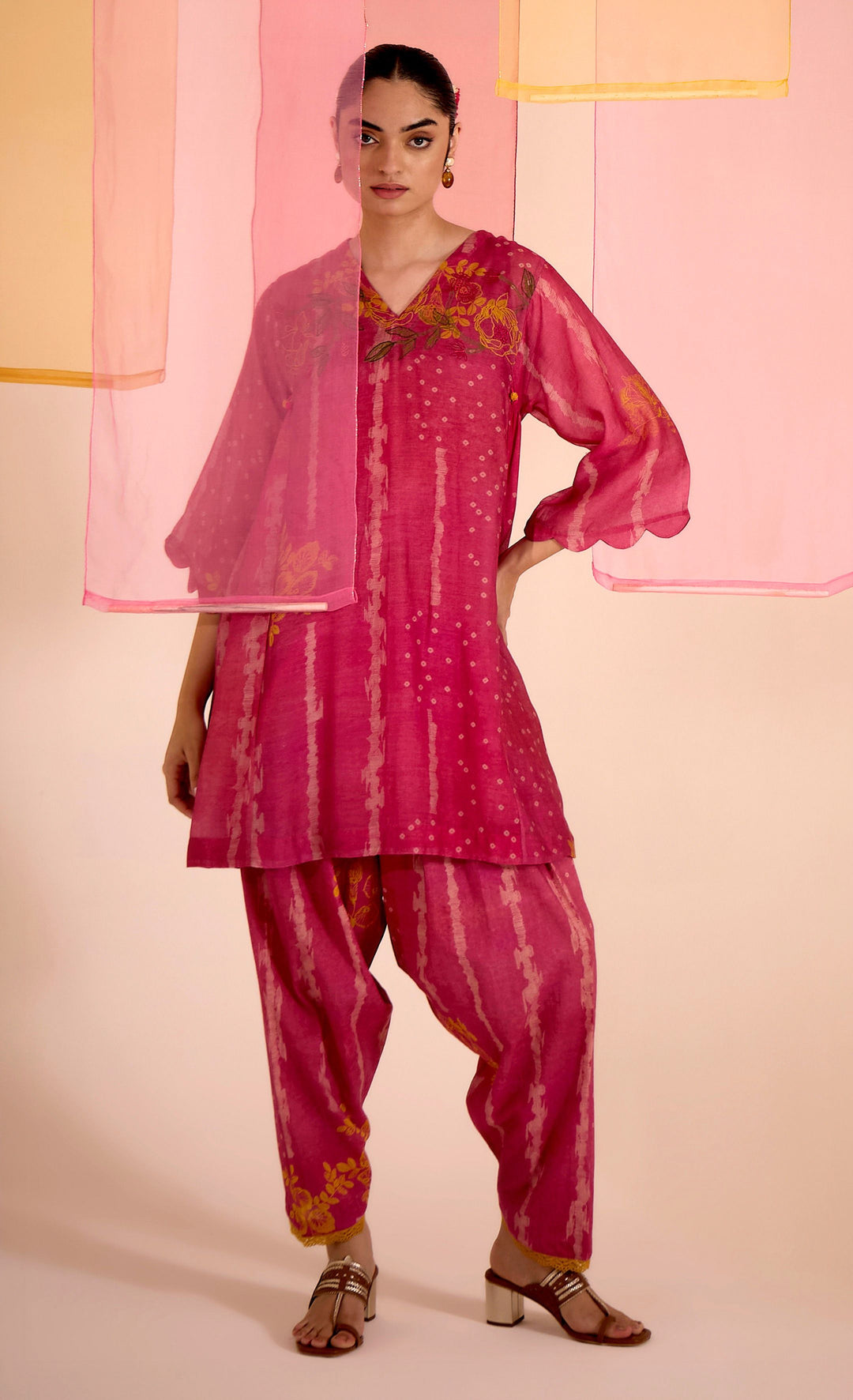SAMAHAR: Blush Pink Side Gather Tunic