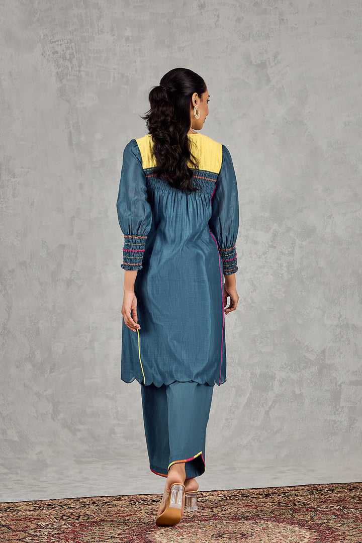 BLUE BEAD EMBROIDERY KURTA SET