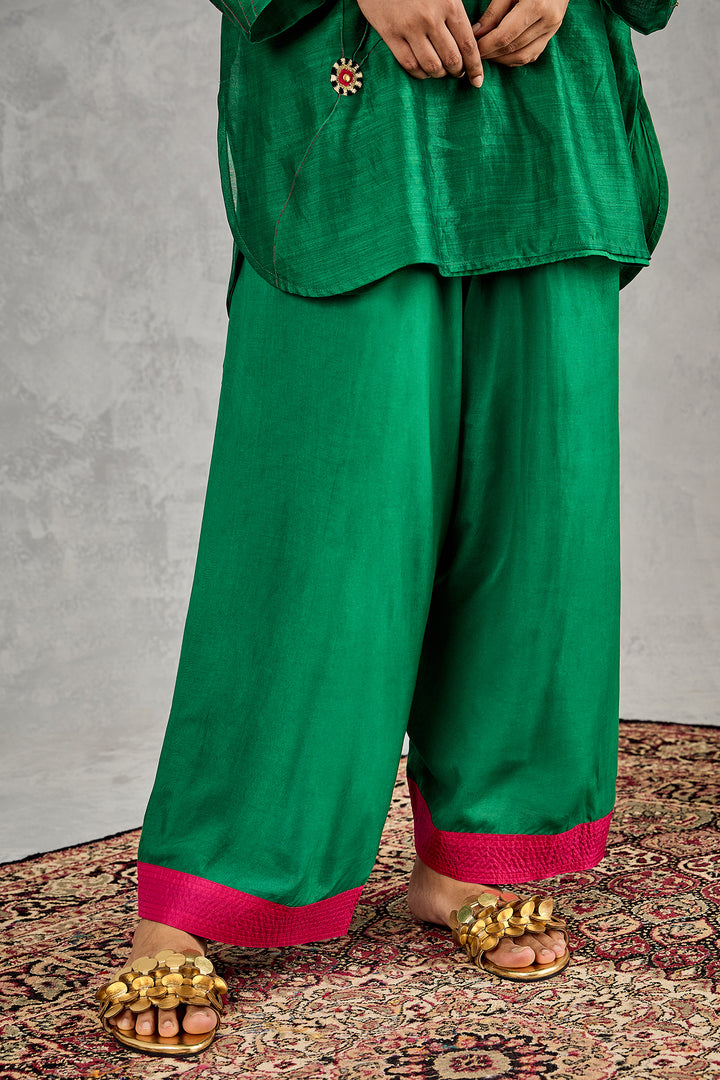GREEN SATIN FARSHI SALWAR