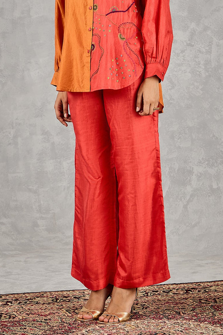 RED SILK PANT