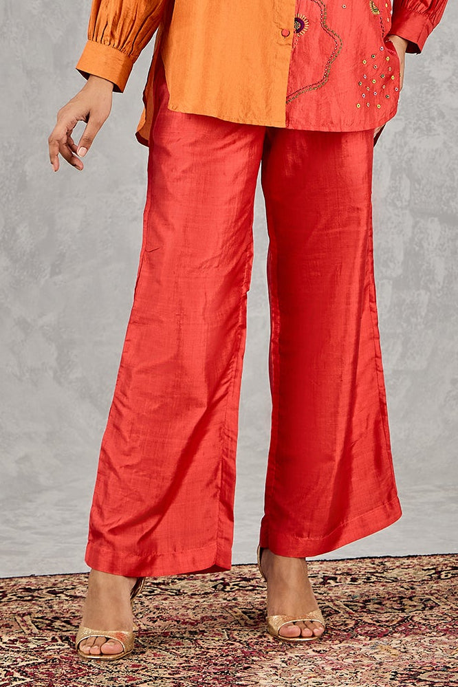 RED SILK PANT