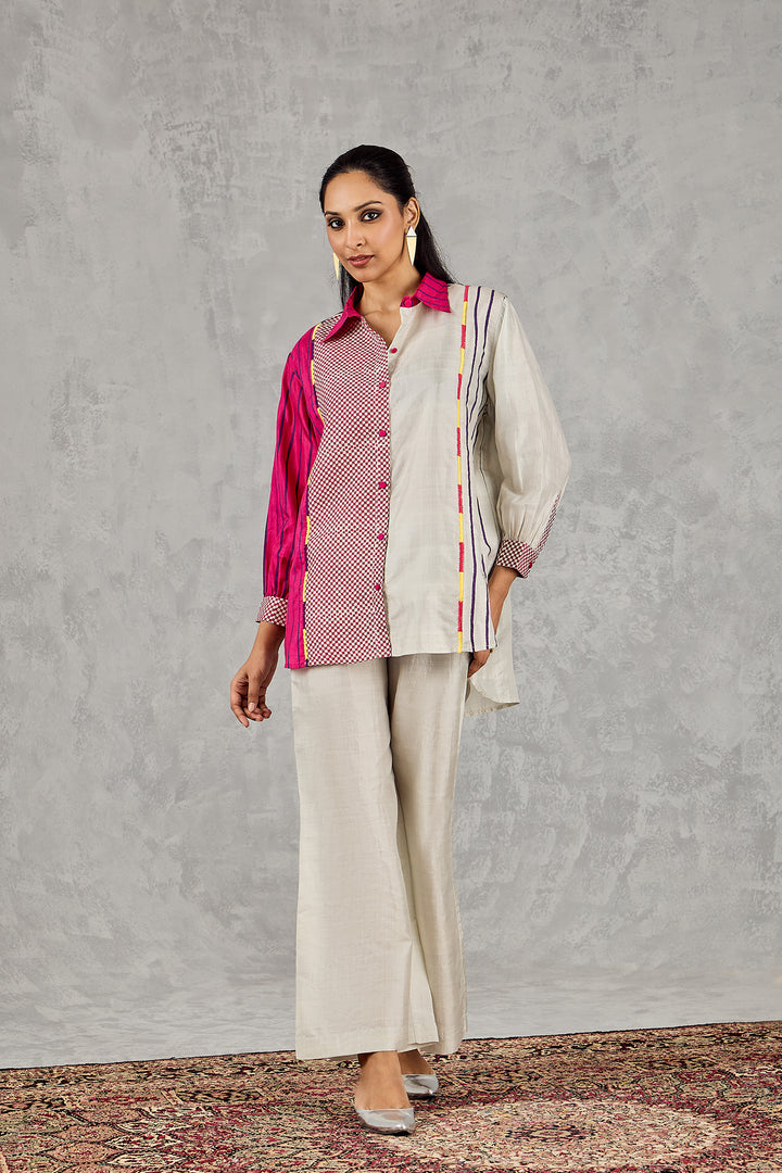 GREY BLOCK PRINTED PATCH SHIRT