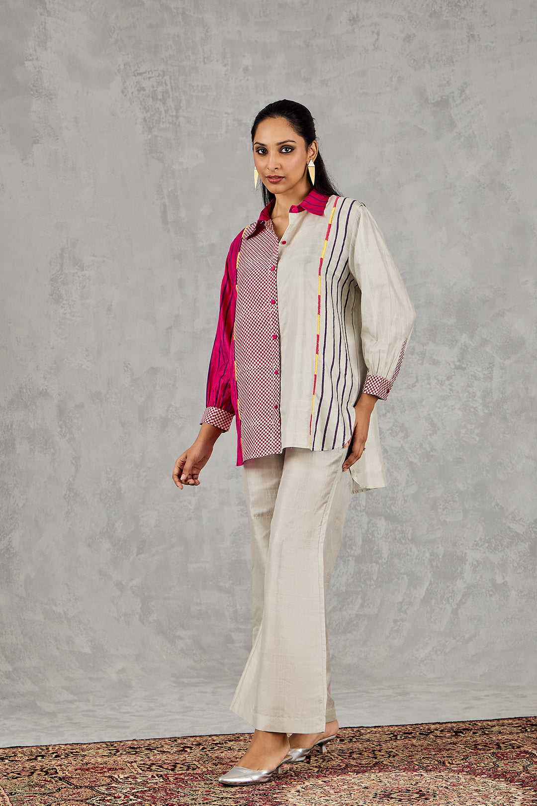 GREY BLOCK PRINTED PATCH SHIRT