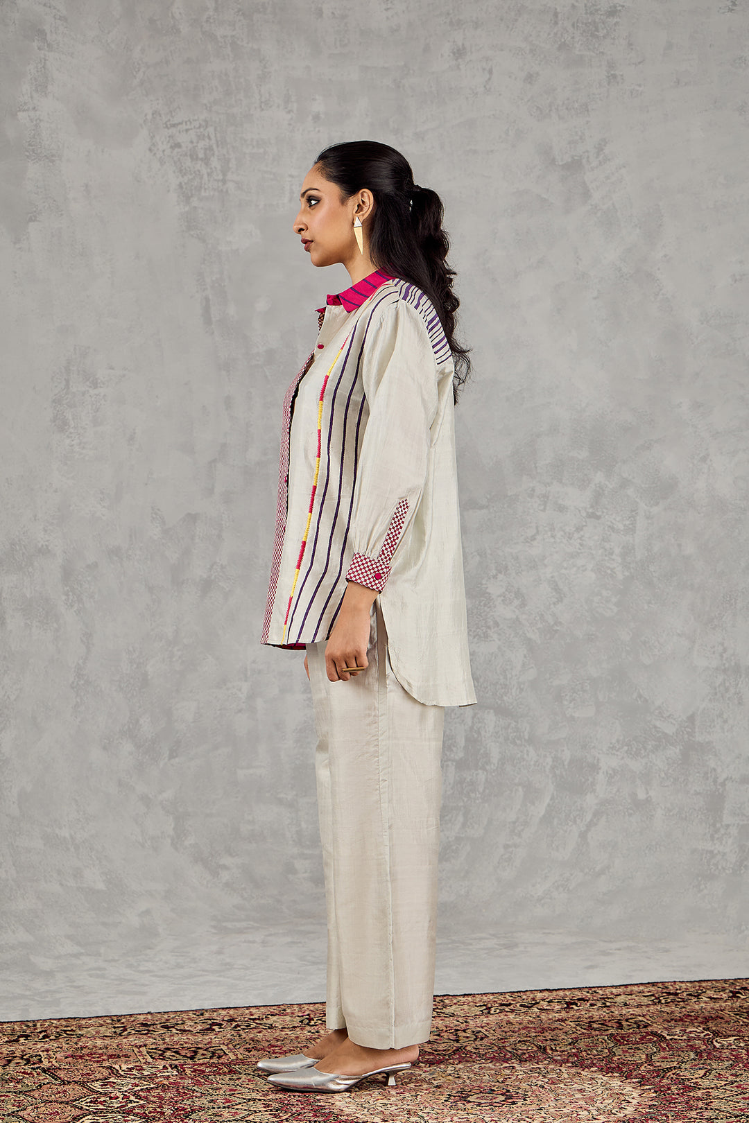 GREY BLOCK PRINTED PATCH SHIRT