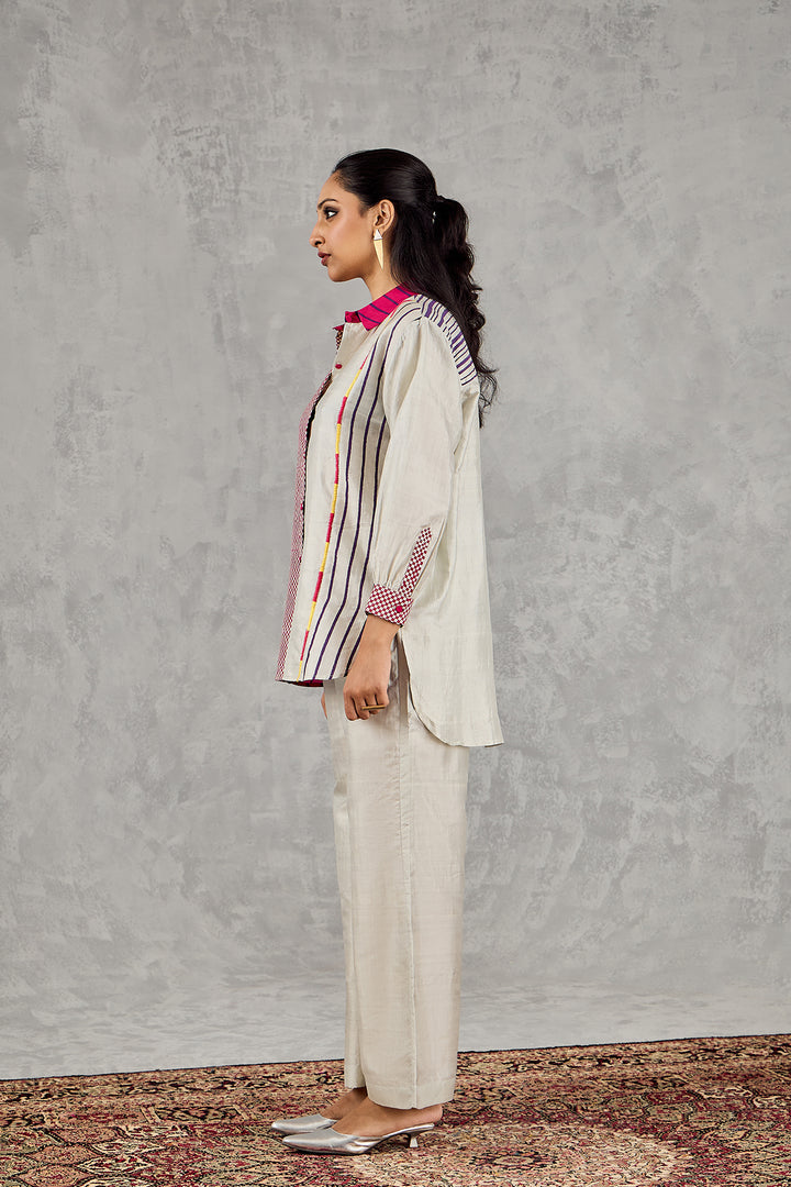 GREY BLOCK PRINTED PATCH SHIRT