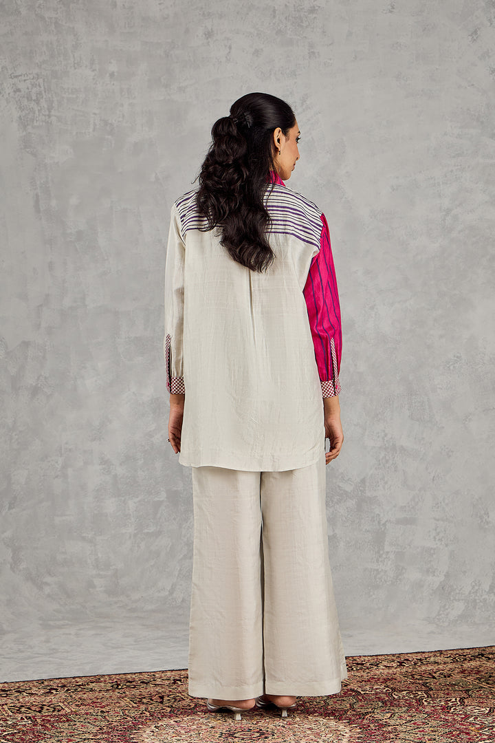 GREY BLOCK PRINTED PATCH SHIRT