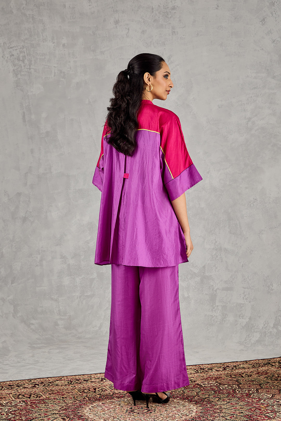 PURPLE AND HOT PINK COLOURBLOCK NAMAH TUNIC
