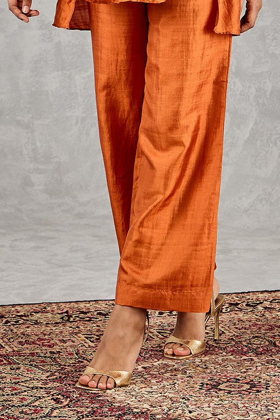 BURNT ORANGE SILK PANT