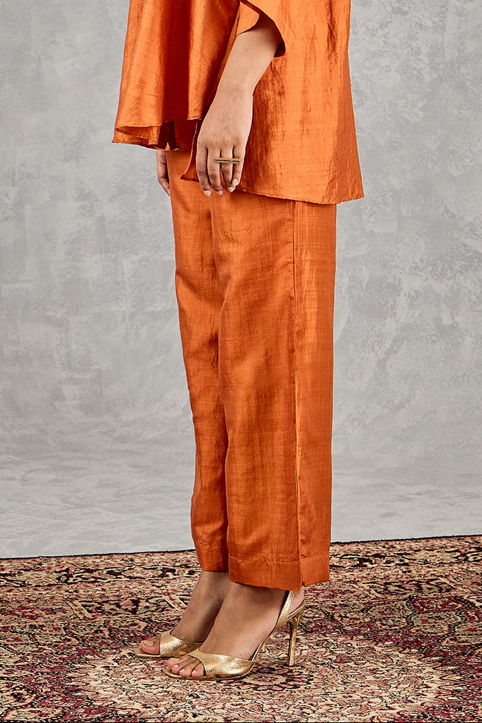 BURNT ORANGE SILK PANT
