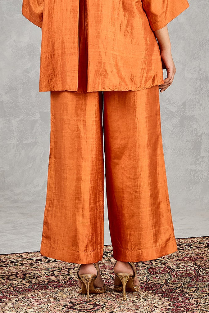 BURNT ORANGE SILK PANT
