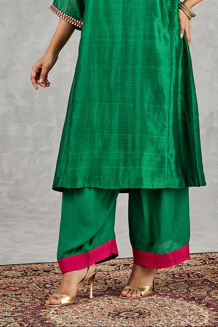 GREEN SATIN FARSHI SALWAR