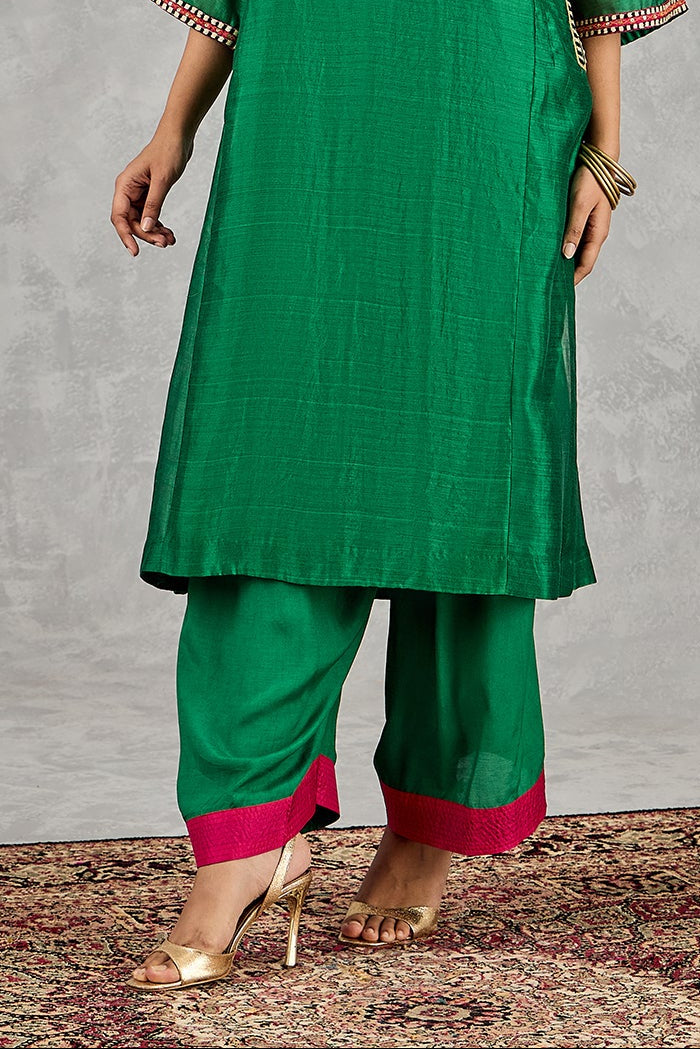 GREEN SATIN FARSHI SALWAR