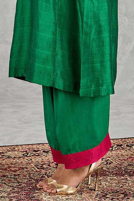 GREEN SATIN FARSHI SALWAR