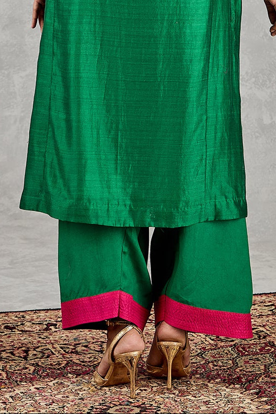 GREEN SATIN FARSHI SALWAR