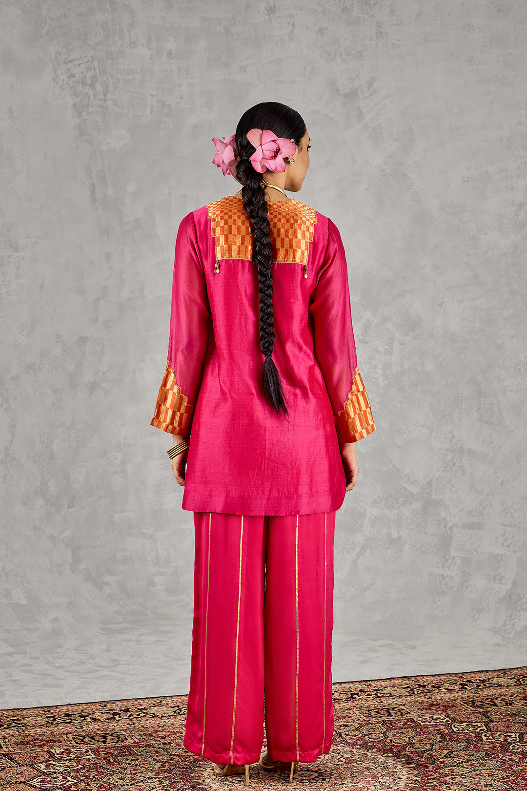 HOT PINK/ORANGE PATCH KURTA SET