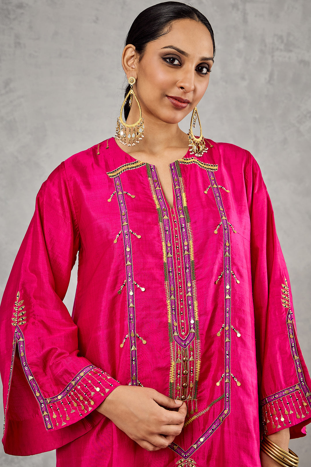 HOT PINK EMBROIDERED KAFTAN