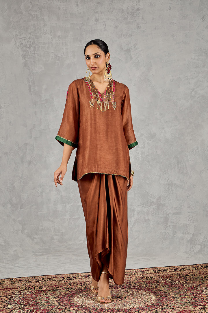 BROWN SHORT KURTA SET