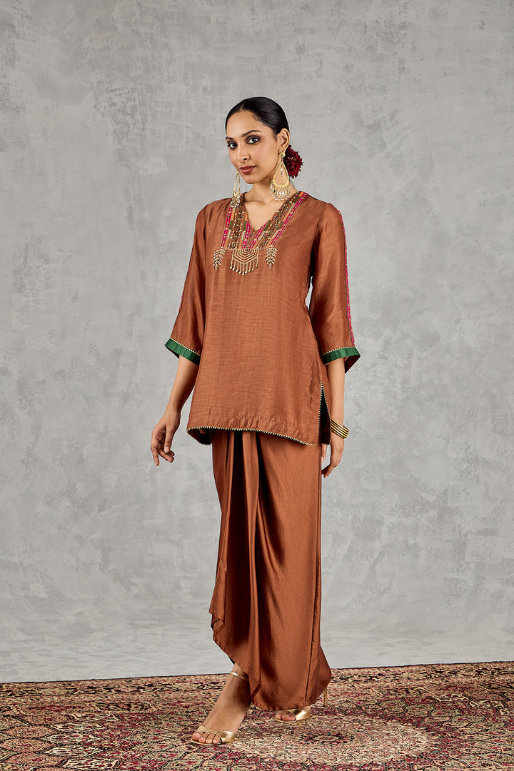 BROWN SHORT KURTA SET