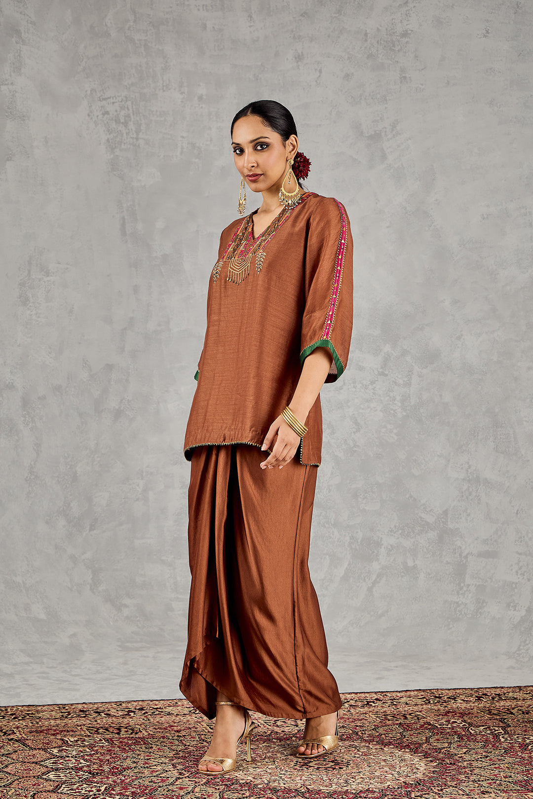 BROWN SHORT KURTA SET