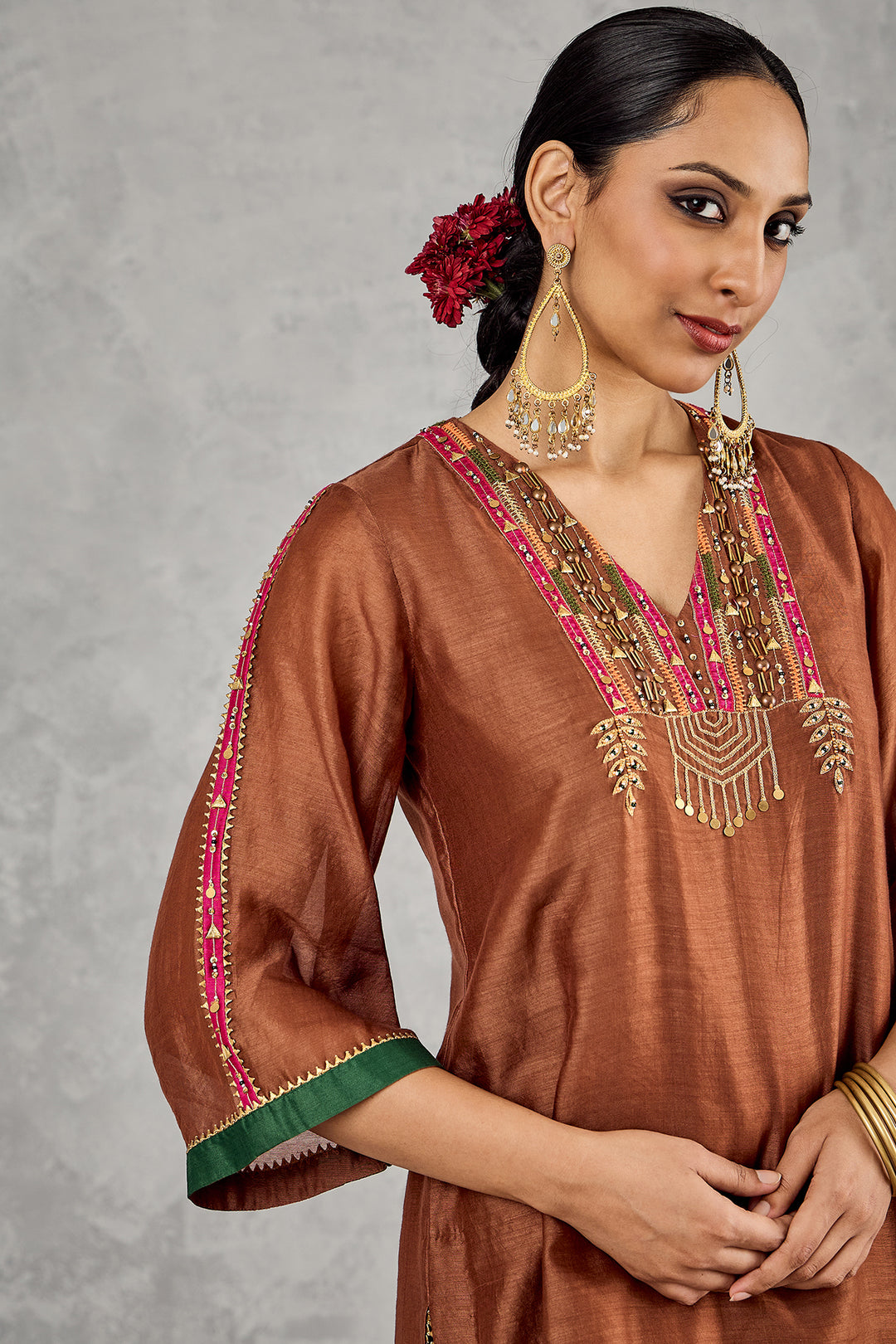 BROWN SHORT KURTA SET