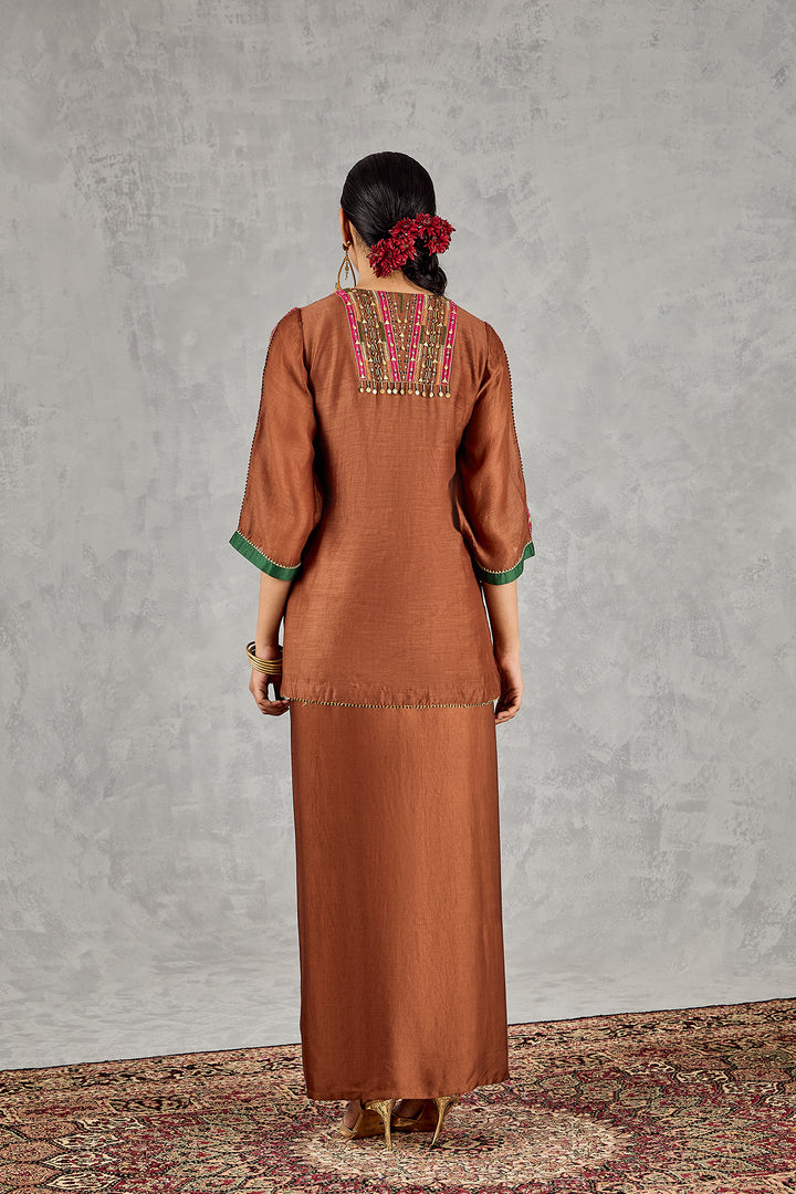 BROWN SHORT KURTA SET