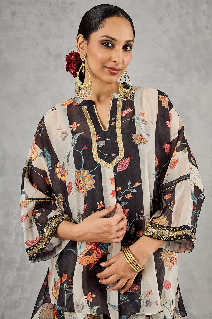 BLACK AND WHITE CHINTZ NAMAH TUNIC SET