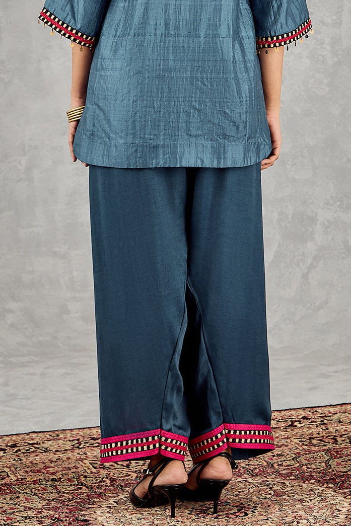 BLUE SATIN FARSHI SALWAR