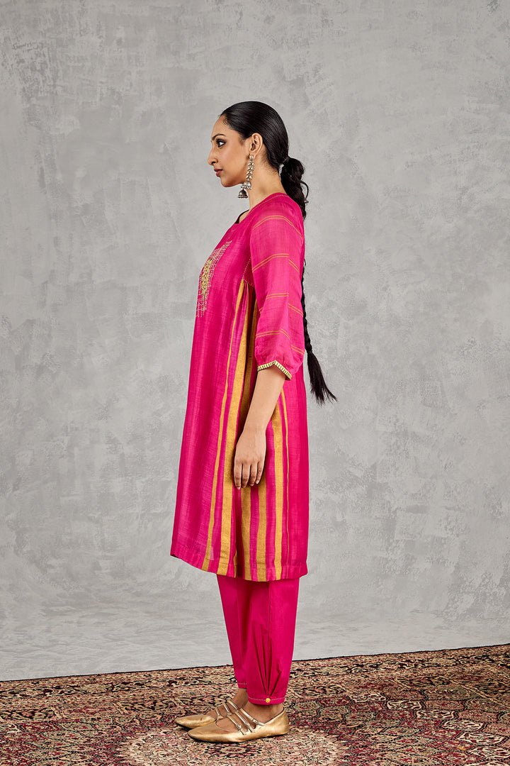 HOT PINK TREE EMBROIDERY KURTA SET