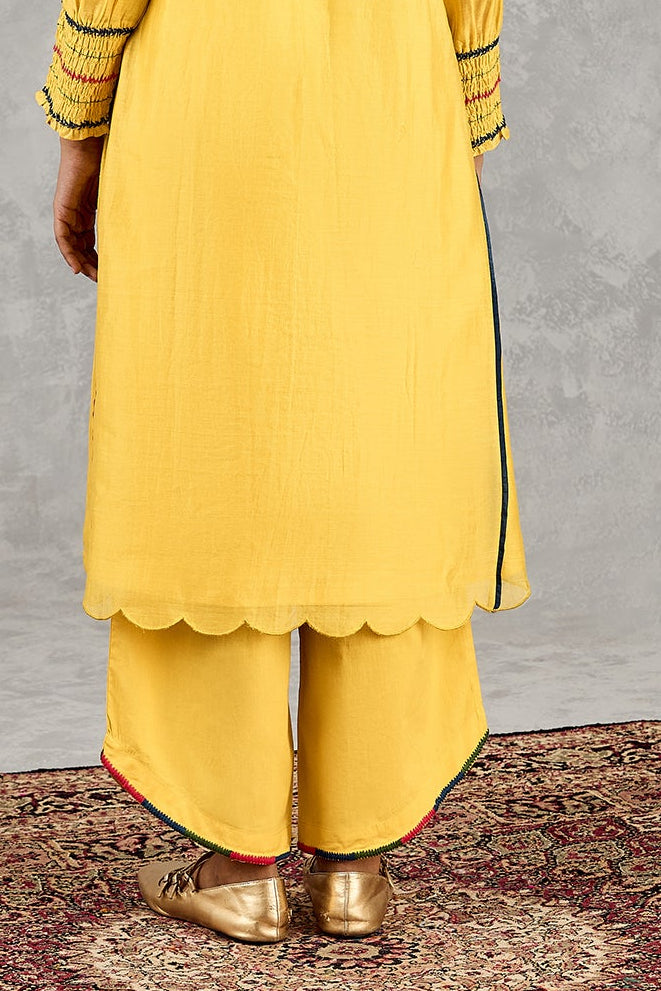 YELLOW ZIG-ZAG EMBROIDERY SLOPE PANT