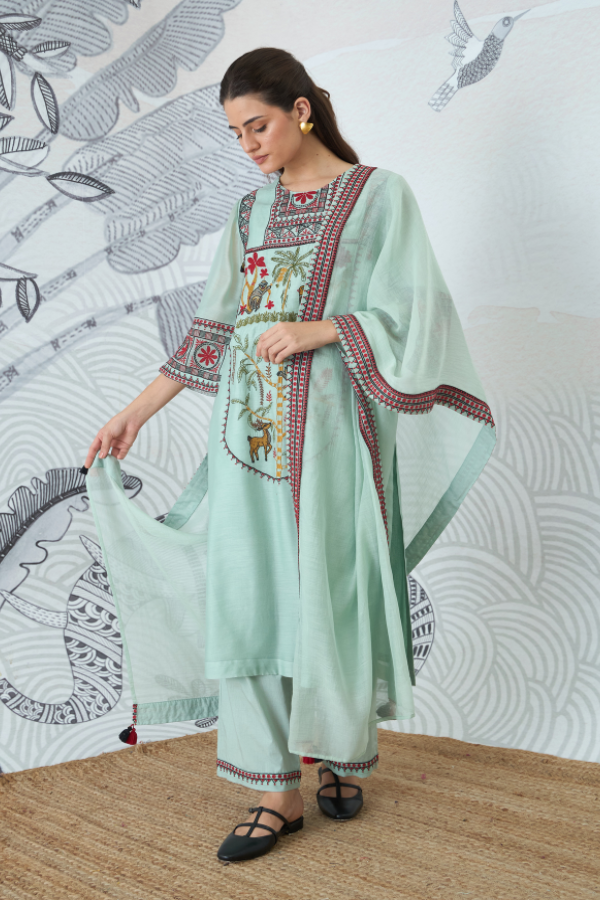SAGE GREEN EMBROIDERY DUPATTA