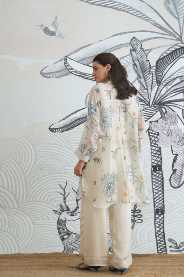 JUNGLE KIMONO TUNIC WITH BLUE PIPING PANTS