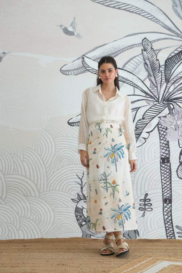 WHITE SHIRT WITH JUNGLE WRAP SKIRT