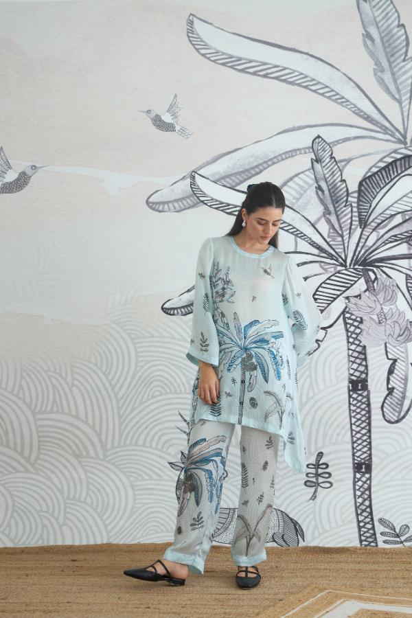 POWDER BLUE SATIN PANT