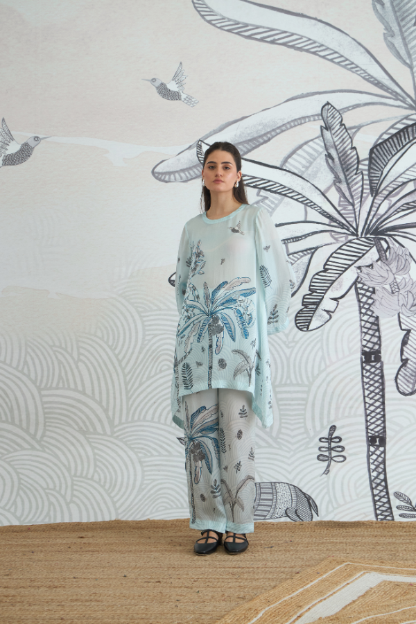 POWDER BLUE SATIN PANT