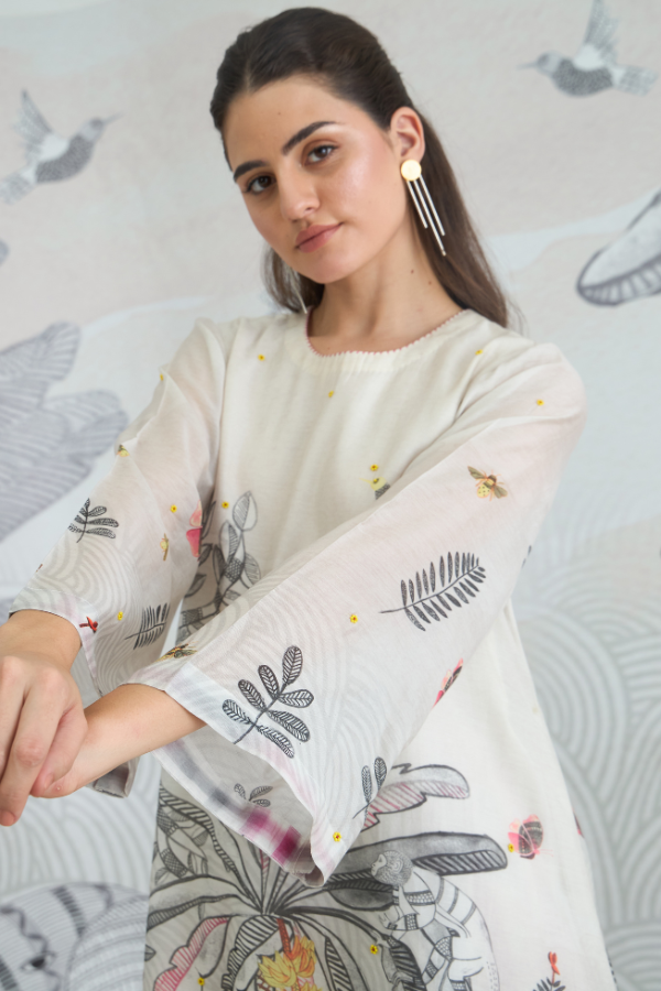 GREY MONEKY JUNGLE HIGH LOW TUNIC TOP