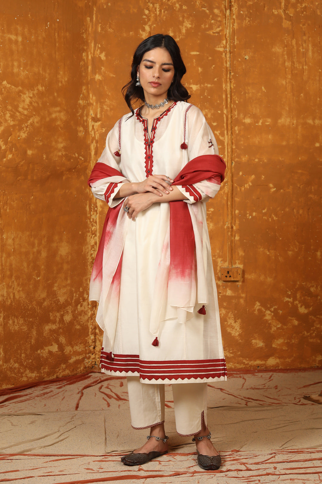 Maroon Tie & Dye Dupatta