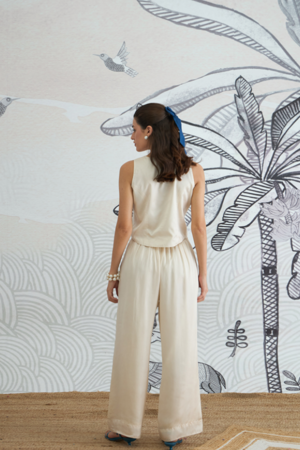 CREAM WAISTCOAT TOP AND PANTS