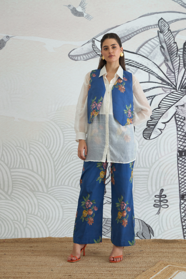 BLUE FLOWER WAISTCOAT
