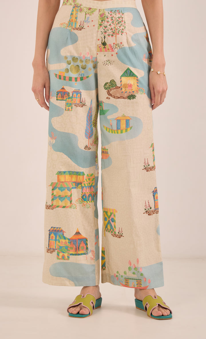 SAFAR: COTTON WIDE LEG PANTS