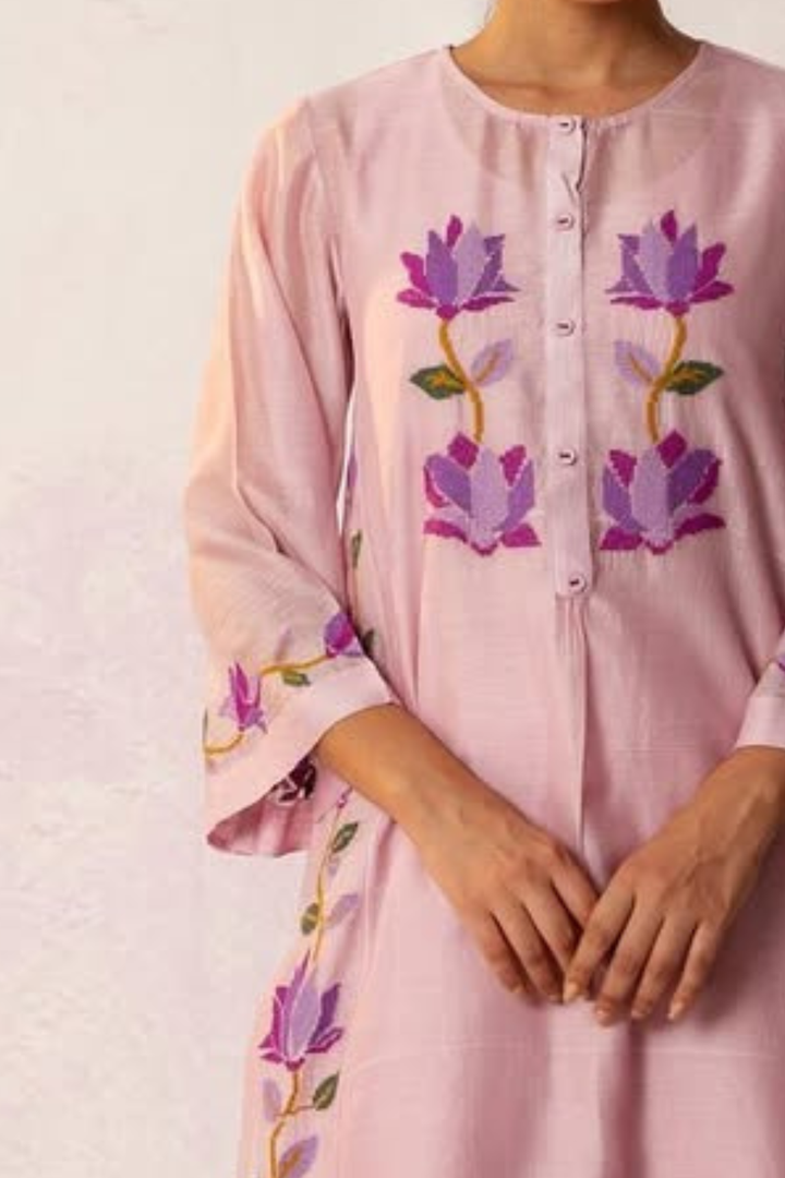 BAHAAR LILAC FLORAL KALI KURTA SET