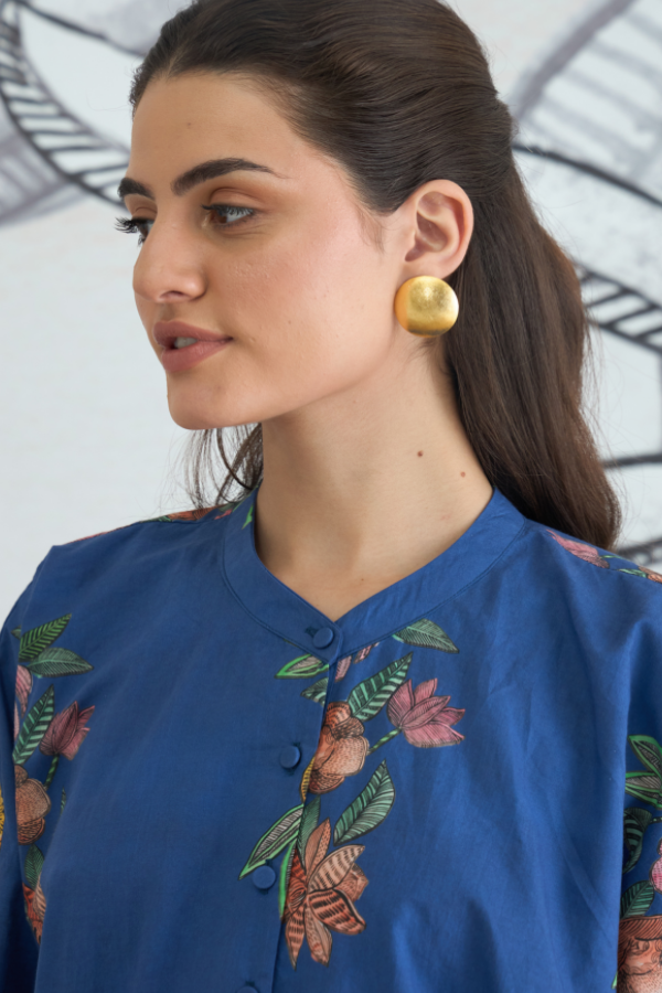 BLUE FLOWER KIMONO TUNIC WITH BLUE FLOWER PANTS