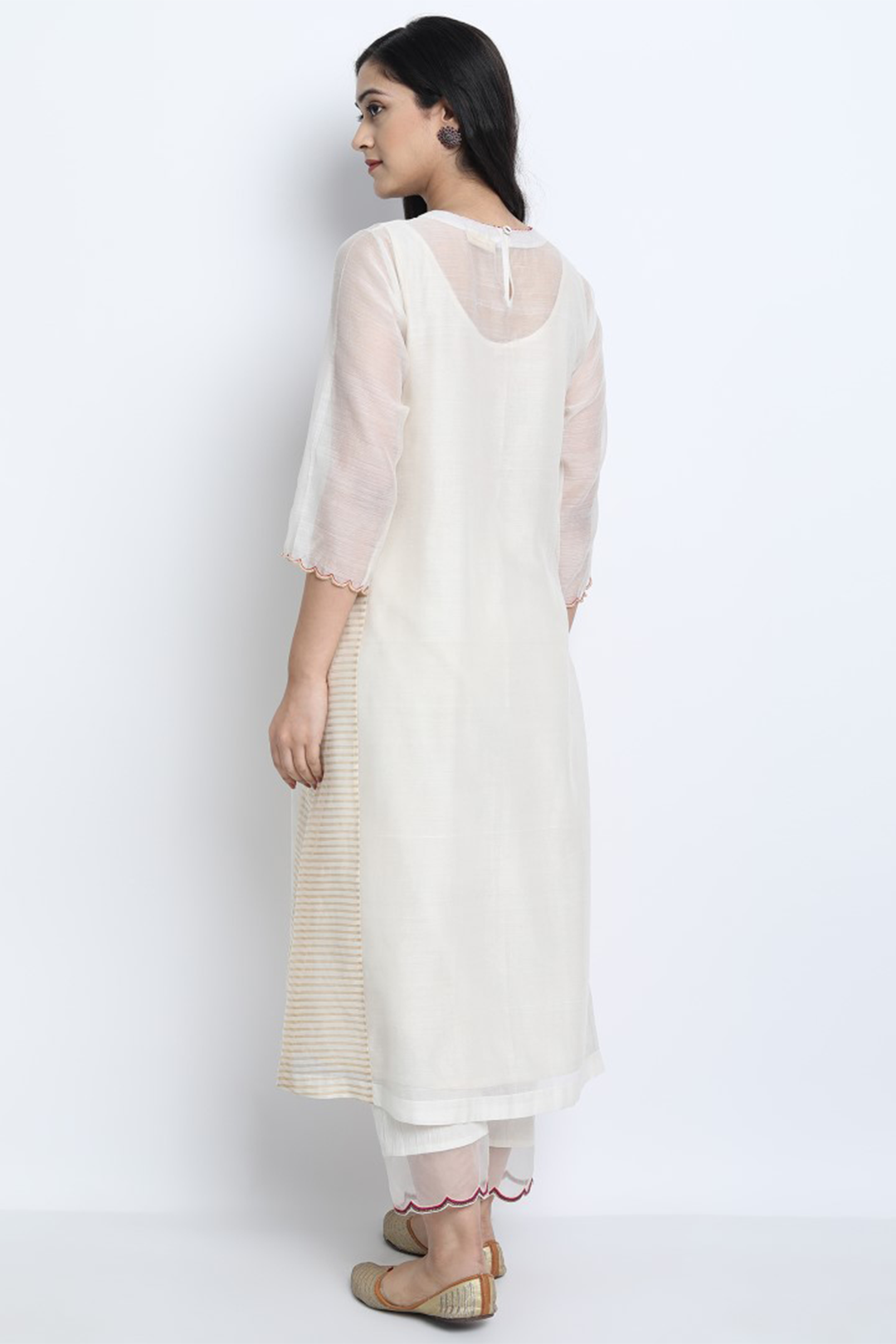 IVORY CHANDERI EMBROIDERED PAVITRA KURTA SET