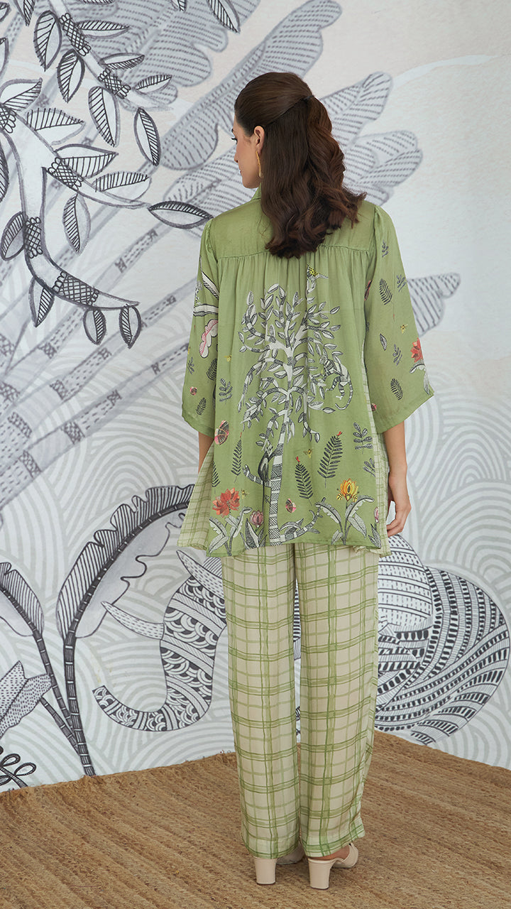 ASYMMETRICAL SHIRT WITH PANT